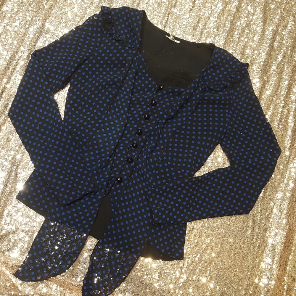 💎2 for $15 Vintage black polka dot button blouse